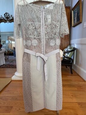 Anthropologie Lace Panel Midi Dress NWT Sleeves, Body conscious but forgiving